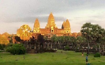 angkor wat sunset  with kulen waterfall