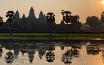 Angkor Wat Sunrise With Bakheng Moutain Sunset